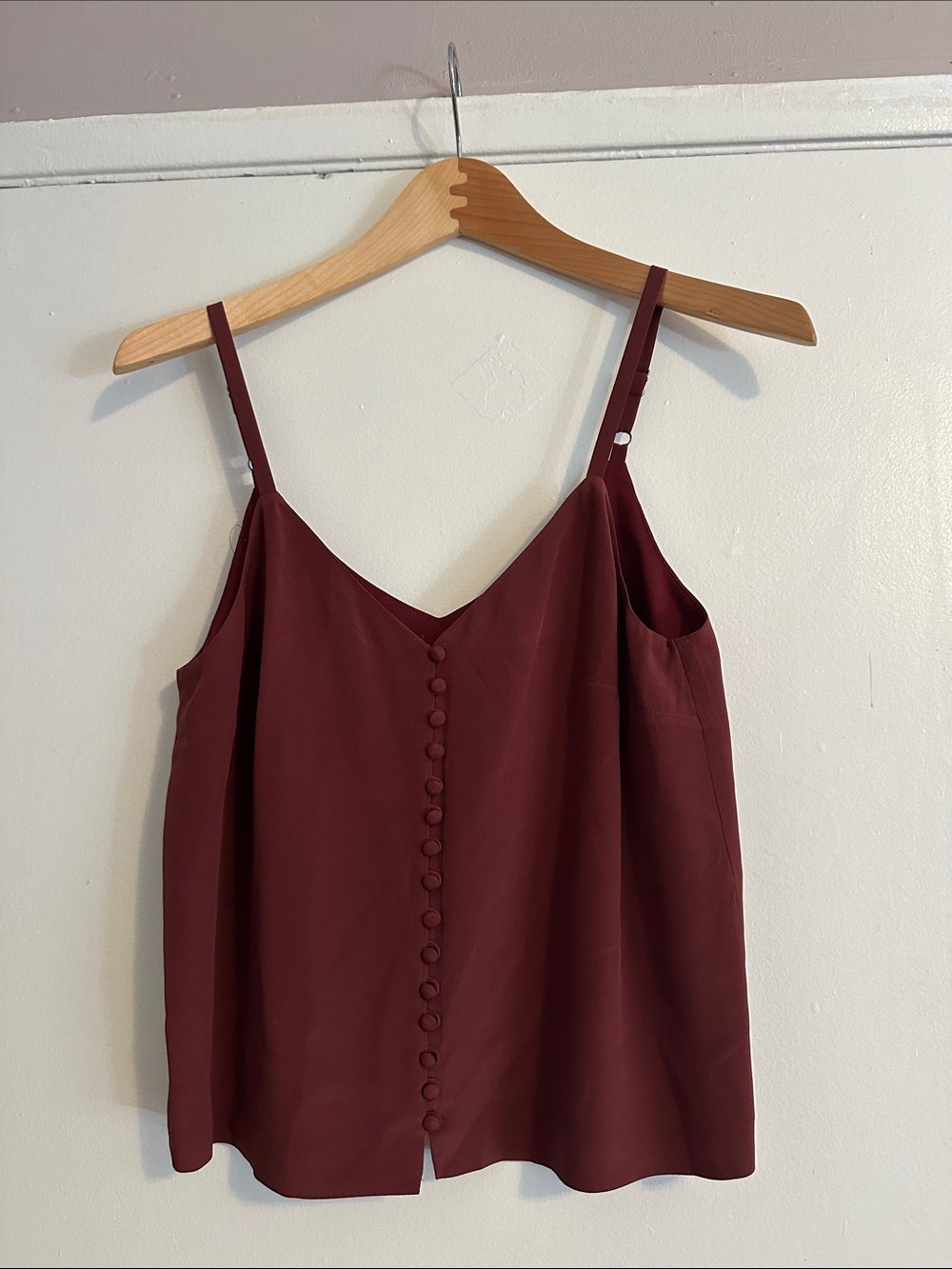 Madewell Burgundy Button-Front Spaghetti Strap Cami